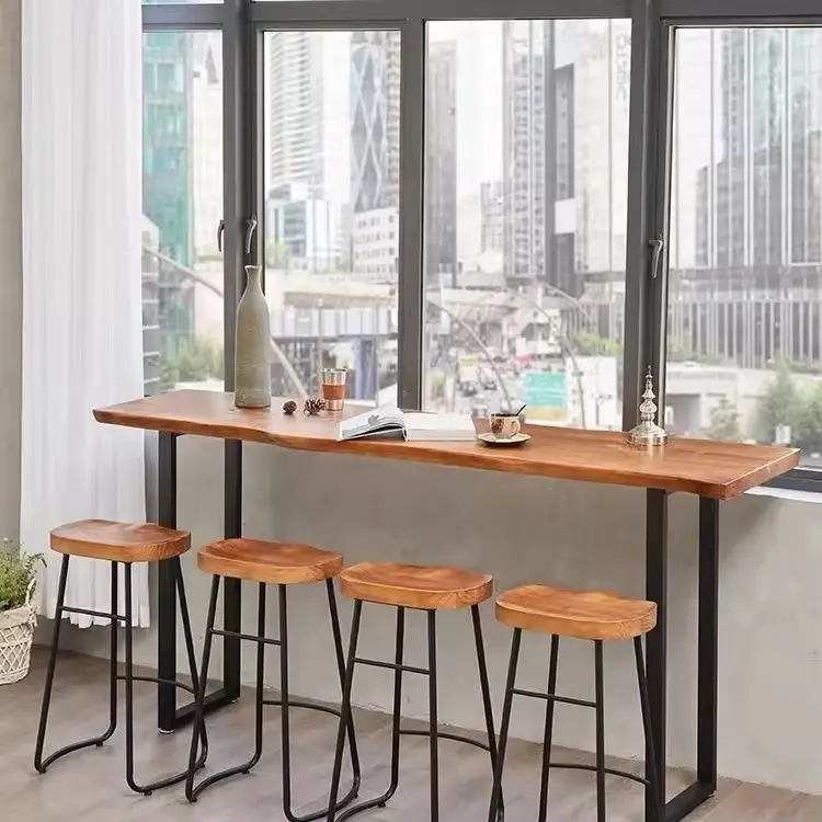 Modern metal and wood collaboration workspace table fabrication