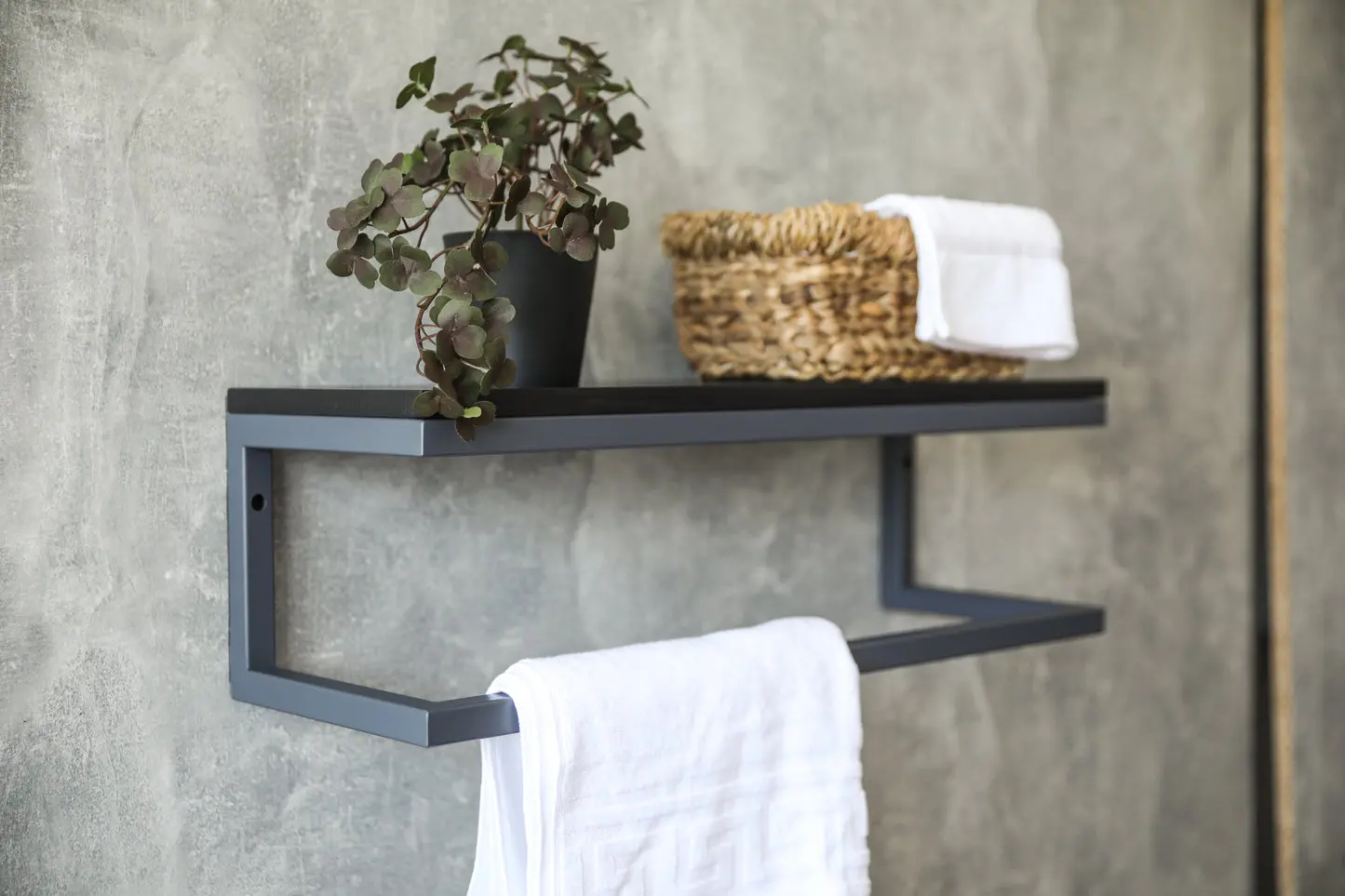 Modern bathroom shelf system by IronEdge Designs