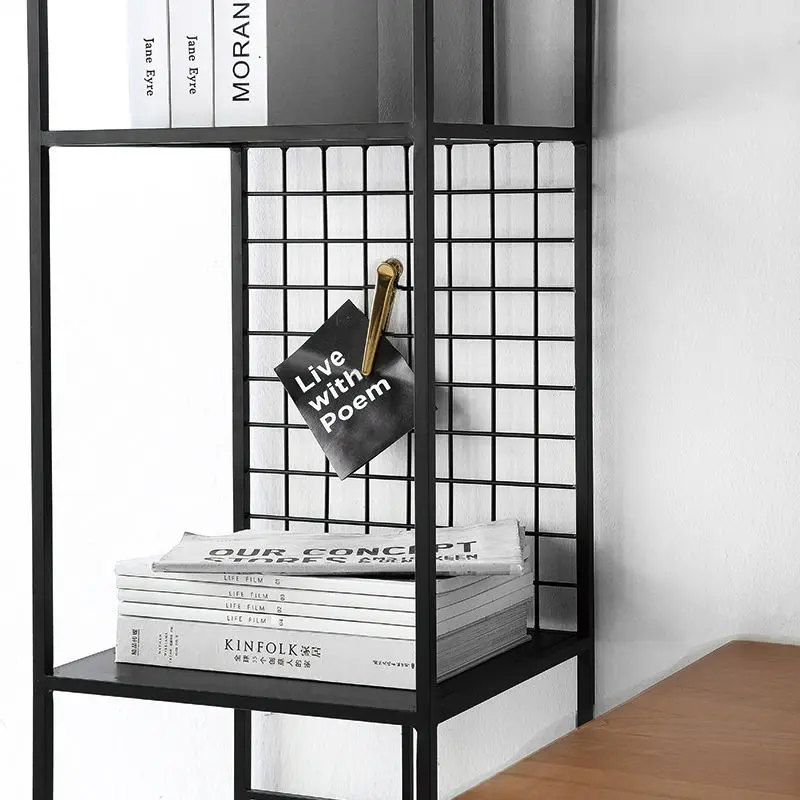 Slim modern metal shelving for interior spaces