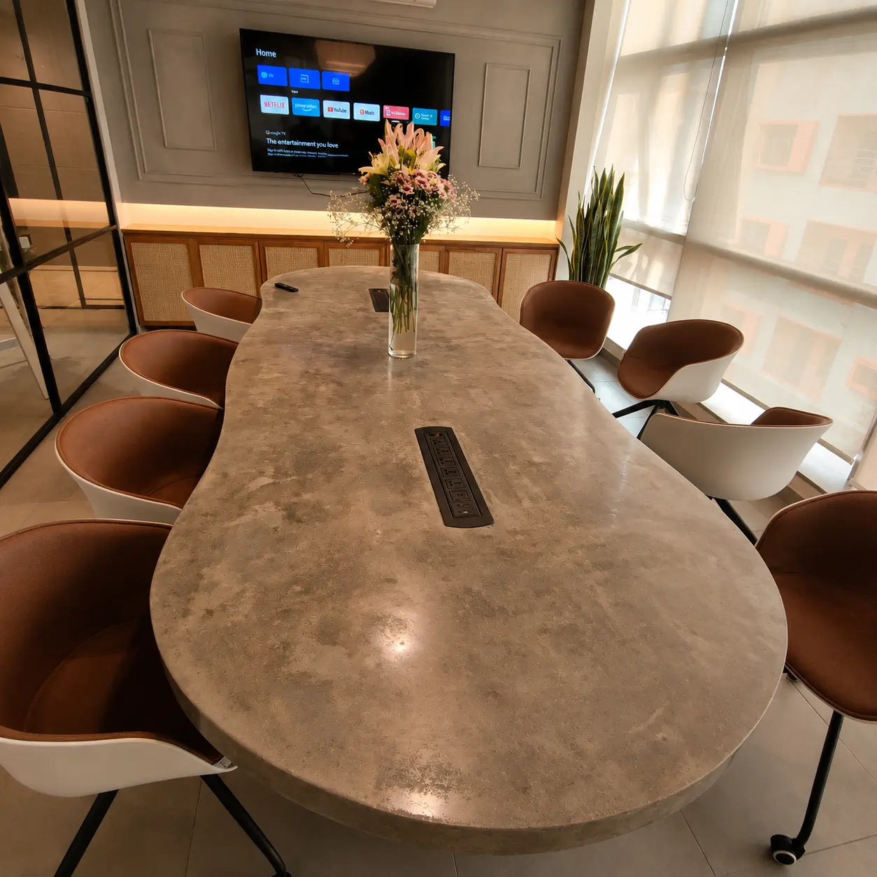 Concrete collaboration table by IronEdge Designs